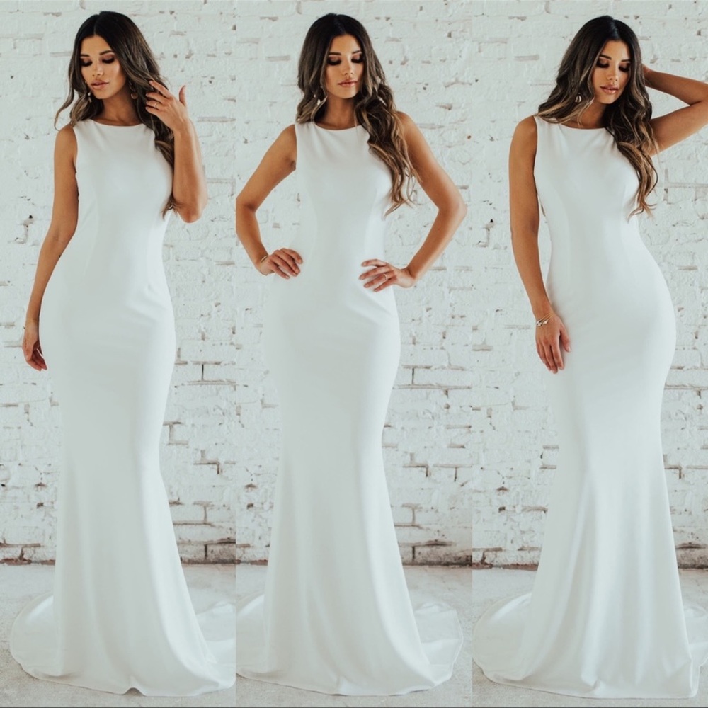 Noel and Jean Ivory White By Katie May Low Back Mermaid Modern Wedding Dress